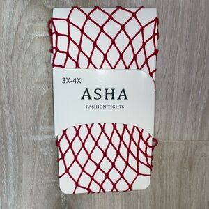 New ASHA Red Fashion Fishnet Tights 3X/4X